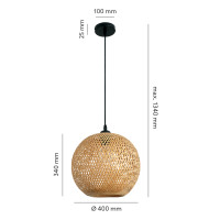 Lampa wisząca w stylu Boho abażur bambusowy 40 cm naturalna do salonu