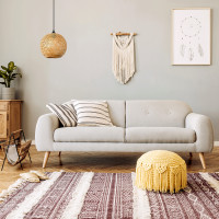 Lampa wisząca w stylu Boho abażur bambusowy 40 cm naturalna do salonu