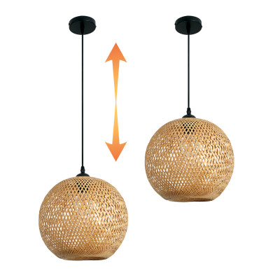 Lampa wisząca w stylu Boho abażur bambusowy 40 cm naturalna do salonu