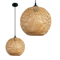 Lampa wisząca w stylu Boho abażur bambusowy 40 cm naturalna do salonu