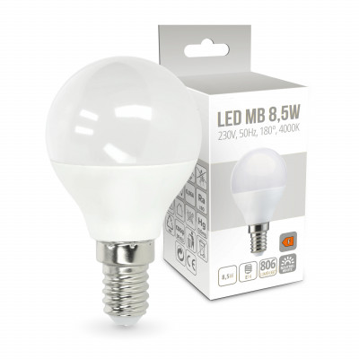 Żarówka LED E14 8,5W MB 4000K Barwa Neutralna Biała 180 stopni 806lm Ledowa