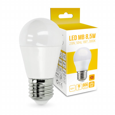 Żarówka LED Kulka MB 8,5W E27 Barwa Ciepłobiała 3000K 806lm