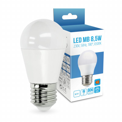 Żarówka LED Kulka MB 8,5W E27 Barwa Zimnobiała 6500K 806lm