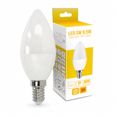 Żarówka Świeczka LED SW 8,5W E14 Barwa Ciepła 806lm 3000K