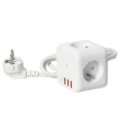 KOBI LINEA PRO CUBE C WHITE 3GN+3USB/1USB-C/1,5M/ZU+W