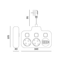 Rozgałęźnik 2gn + 4x USB Czarny Ładowarka Listwa Zasilająca Wielofunkcyjna