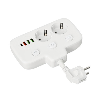 Rozgałęźnik 2gn + 4x USB Biały Ładowarka Listwa Zasilająca Wielofunkcyjna