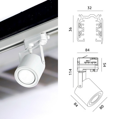 3-Fazowy System Szynowy 2x Reflektor GU10 + Szyna 1m Zestaw Biały