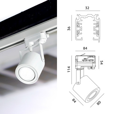 3-Fazowy System Szynowy 4x Reflektor GU10 + Szyna 1m Zestaw Biały