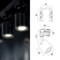 3-Fazowy System Szynowy 4x Reflektor na GU10 + Szyna 2m Zestaw Czarny