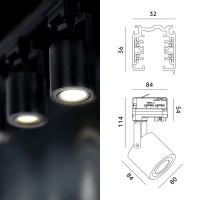 3-Fazowy System Szynowy 8x Reflektor+Szyna 1m+1m+2m+Łącznik T Zestaw Czarny