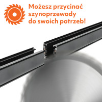 3-Fazowy System Szynowy szyna 1m+2m, I zew., 5x Reflektor na GU10 Czarny