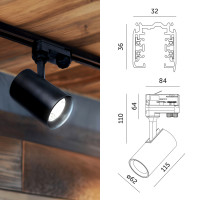 3-Fazowy System Szynowy szyna 2m+2m, I zew., 6x Reflektor na GU10 Czarny