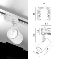 3-Fazowy System Szynowy szyna 1m+2m, I zew., 5x Reflektor na GU10 Biały