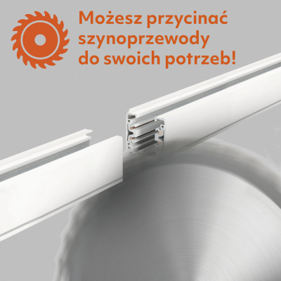 3-Fazowy System Szynowy szyna 1m+2m, L prawy, 5x Reflektor na GU10 Biały