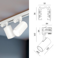 3-Fazowy System Szynowy szyna 1m+2m, L prawy, 5x Reflektor na GU10 Biały