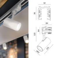 3-Fazowy System Szynowy szyna 2m+2m, I zew., 8x Reflektor na GU10 Biały