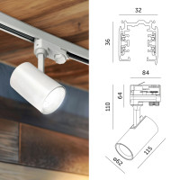 3-Fazowy System Szynowy szyna 1m+1m, I zew., 4x Reflektor na GU10 Biały