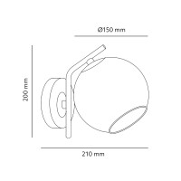 Lampa Ścienna Elegancki KINKIET ze Szklanym Popielatym Kloszem na 1xE14