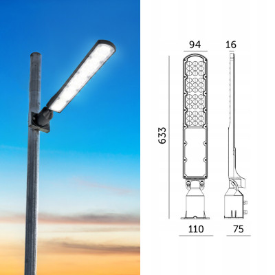 Lampa Drogowa LED Uliczna 100W z Czujnikiem Zmierzchu Barwa Neutralna IP65