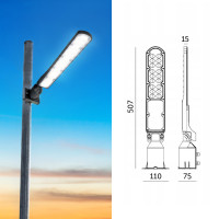 Lampa Drogowa LED Uliczna 50W z Czujnikiem Zmierzchu Barwa Neutralna IP65