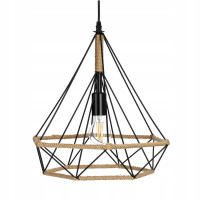 Lampa Industrial Nowoczesna Wisząca Metal i Sznurek Sufitowa Loft na E27