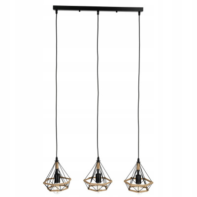 Lampa Industrial Wisząca Nowoczesna Potrójna Metal i Sznurek Sufitowa Loft