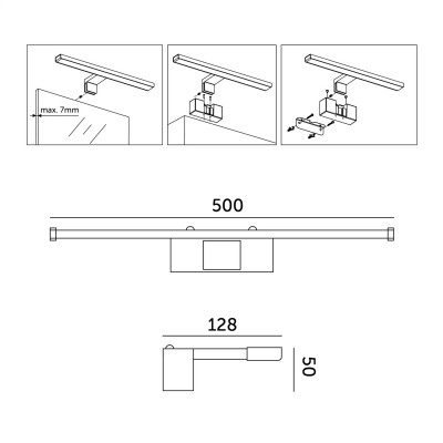 KINKIET LED 10W Łazienkowy Nad Lustro Lampa Ścienna CZARNY IP44 4000K