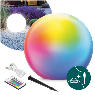 Lampa ogrodowa SOLAR LED GARDEN BALL 40 cm 3000K + RGB Kobi Design