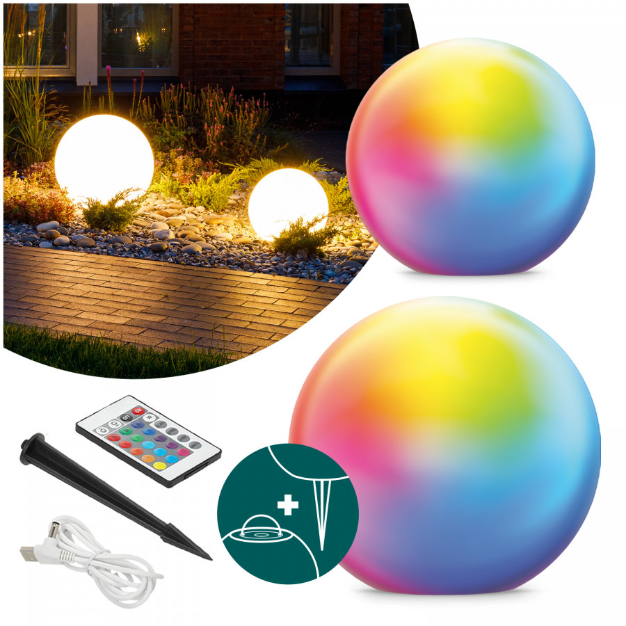 Zestaw Solar LED GARDEN BALL 30cm i 40cm RGB