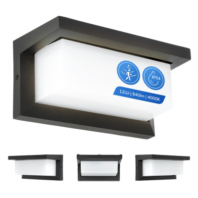 Kinkiet ogrodowy LED z czujnikiem ruchu 12W 4000K IP54