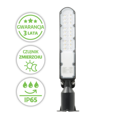 Lampa uliczna LED 100W 4000K z czujnikiem zmierzchu IP65 na słup