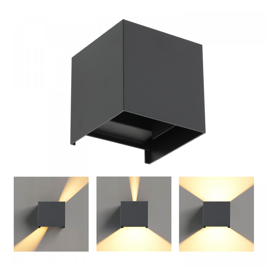 Kinkiet LED 6W dwustronny regulowany kąt światła lampa ścienna zewnętrzna IP54 na elewację taras