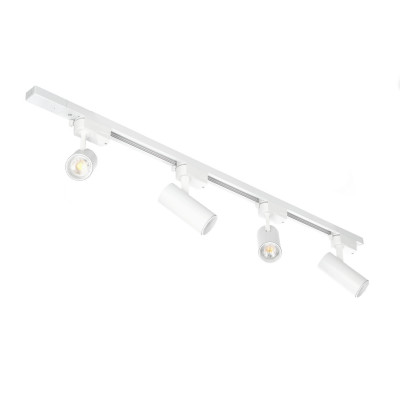 Lampa Szynowa LED 1m + 4x Reflektor GU10 Biały Szynoprzewód 1-fazowy Sufitowy Regulowany Nowoczesne Oświetlenie do Salonu Kuchni