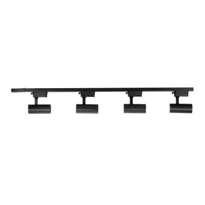 Lampa Szynowa LED 1m+4x Reflektor GU10 Czarny Szynoprzewód 1-fazowy Sufitowy Regulowany Nowoczesne Oświetlenie do Salonu Kuchni