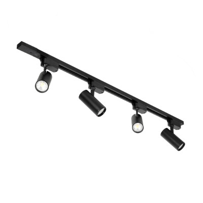 Lampa Szynowa LED 1m+4x Reflektor GU10 Czarny Szynoprzewód 1-fazowy Sufitowy Regulowany Nowoczesne Oświetlenie do Salonu Kuchni