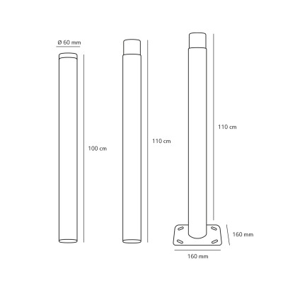 Słup BASE SG 4m Fi 60mm Kobi