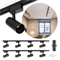 Zestaw Szynoprzewód Szyna 2m + 8x Lampa GU10 LED Oświetlenie Szynowe + łącznik  Czarne