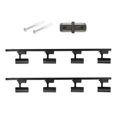 Zestaw Szynoprzewód Szyna 2m + 8x Lampa GU10 LED Oświetlenie Szynowe + łącznik  Czarne