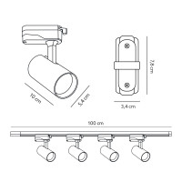 Zestaw Szynoprzewód Szyna 2m + 8x Lampa GU10 LED Oświetlenie Szynowe + łącznik  Czarne
