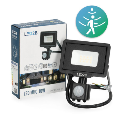 Naświetlacz z czujnikiem ruchu LED MHC 10W 4000K IP65 czarny LED2B