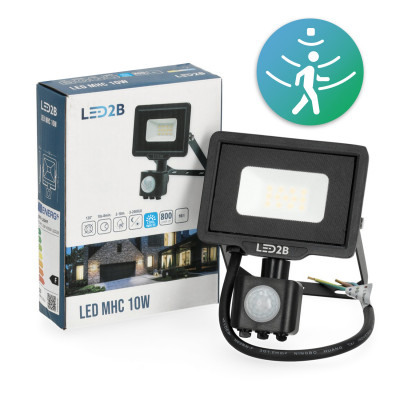Naświetlacz z czujnikiem ruchu LED MHC 10W 6500K IP65 czarny LED2B