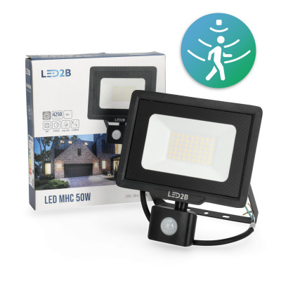 Naświetlacz z czujnikiem ruchu LED MHC 50W 4000K IP65 czarny