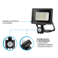 Naświetlacz z czujnikiem ruchu LED MHC 50W 4000K IP65 czarny