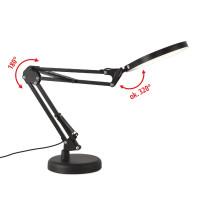 Lampka biurkowa LED Kosmetyczna z lupą 5x 10W 3CCT USB stojąca + uchwyt LED AURIQ LOUPE czarna
