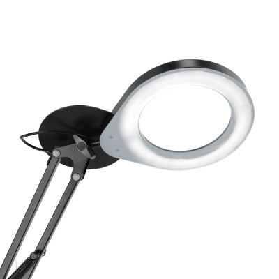Lampka biurkowa LED Kosmetyczna z lupą 5x 10W 3CCT USB stojąca + uchwyt LED AURIQ LOUPE czarna