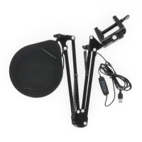 Lampka biurkowa LED Kosmetyczna z lupą 5x 10W 3CCT USB stojąca + uchwyt LED AURIQ LOUPE czarna