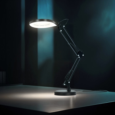 Lampka biurkowa LED Kosmetyczna z lupą 5x 10W 3CCT USB stojąca + uchwyt LED AURIQ LOUPE czarna