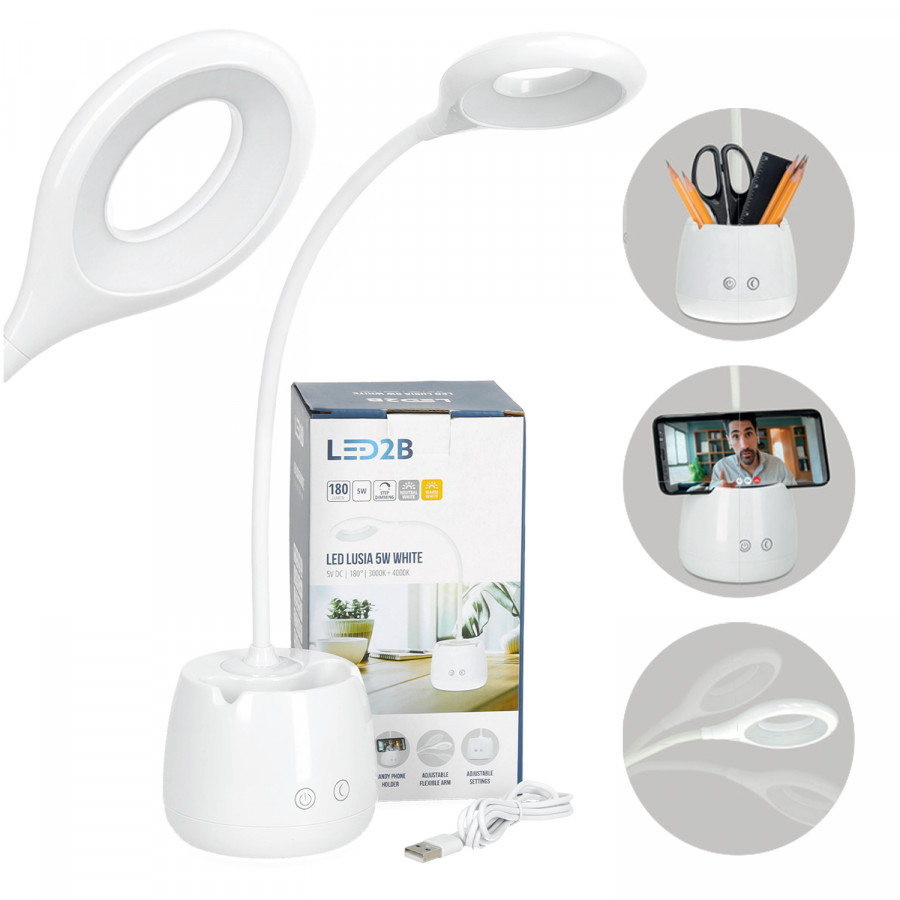 Lampka biurkowa LED LUSIA 5W biała