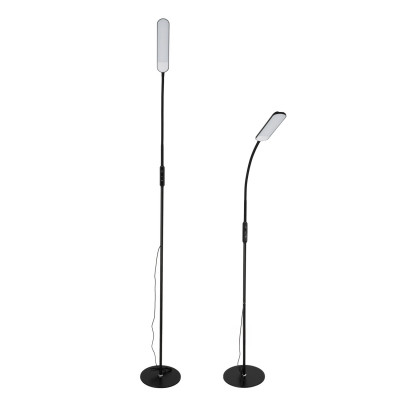 Lampa podłogowa LED z pilotem 10W czarna ściemnianie 3 barwy regulowana do salonu biura sypialni
